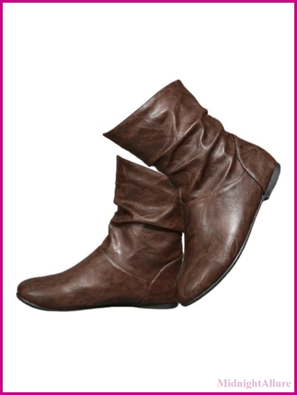 Flat Slouch Ankle Boots Women Pull On Round Toe Casual Fall